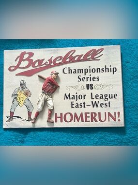 Baseball Championship Series HOMERUN! Decorative Wall Plaque - Red, Cream